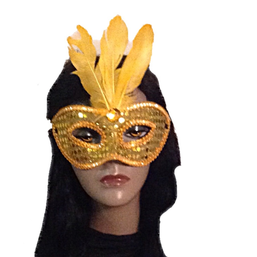 New Mardi Gras Masquerade Mask (Yellow)